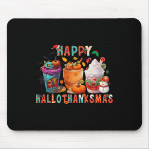 Latte Lovers Happy Hallothanksmas Pumpkin Xmas Pre Mouse Pad