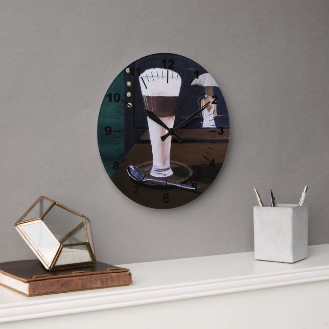 Latte Macchiato Painting by Alfred Fox Large Clock (Office)