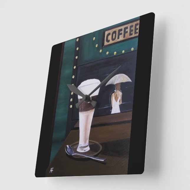 Latte Macchiato Painting by Alfred Fox Square Wall Clock (Angle)
