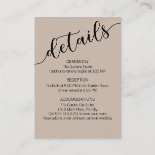 Latte Mocha Black Love Script Details  Enclosure Card