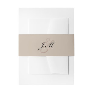 Latte Mocha Black Script Minimalist Wedding Invitation Belly Band