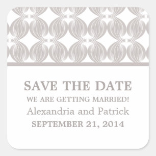 Latte Modern Deco Save the Date Stickers