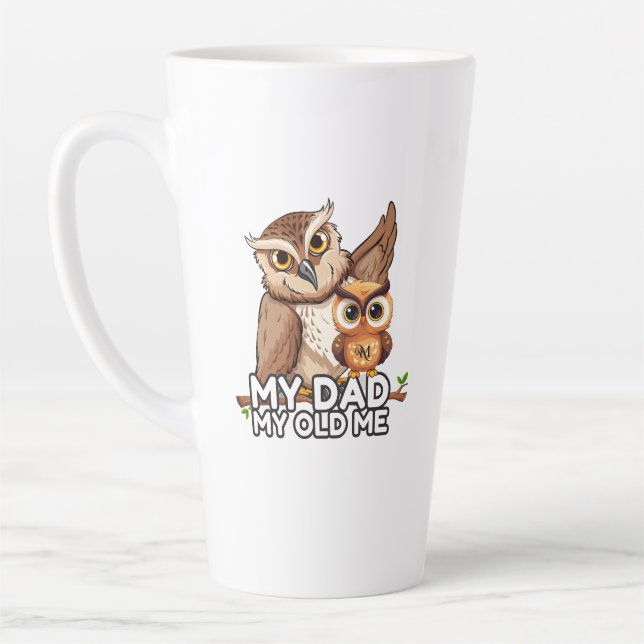 Latte Mug 17oz : Mon papa Mon Vieux Moi (blanc) (Gauche)