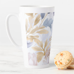 Latte Mug Abstract flowers purlpe