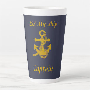 Latte Mug - Anchor, ship name