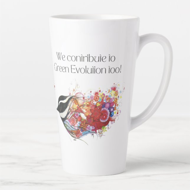 Latte Mug- Birds Contribution To Green Evolution. Mug (Right)