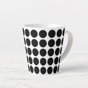 Latte Mug-Black Polka Dots Latte Mug