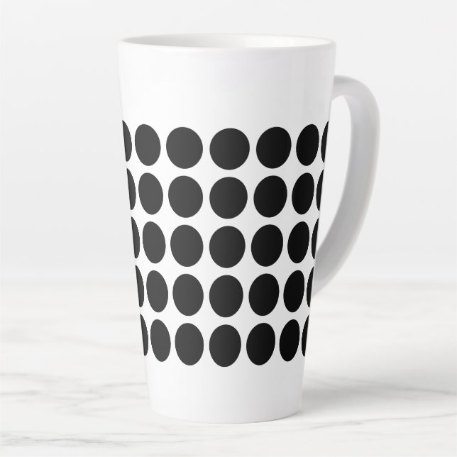 Latte Mug-Black Polka Dots Latte Mug (Right Angle)