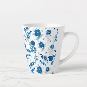 Latte Mug-Blue Floral Mug
