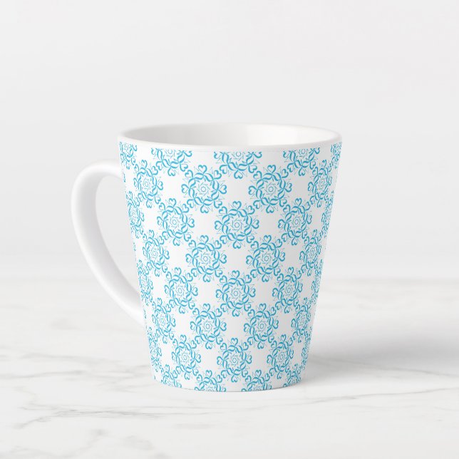 Latte Mug Blue Pattern (Left Angle)