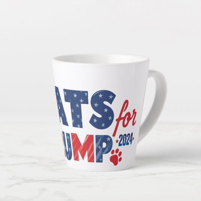 Latte Mug Cats for Trump 2024 (Right Angle)