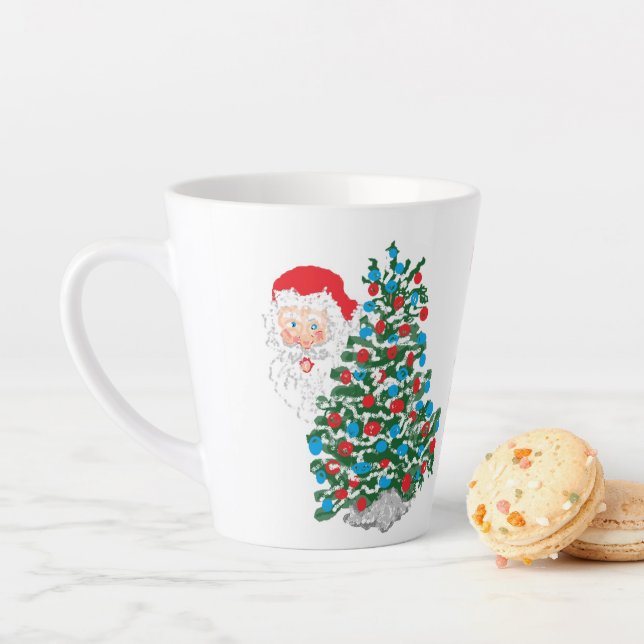 Latte Mug : Christmas Tree & Santa Claus (In Situ)