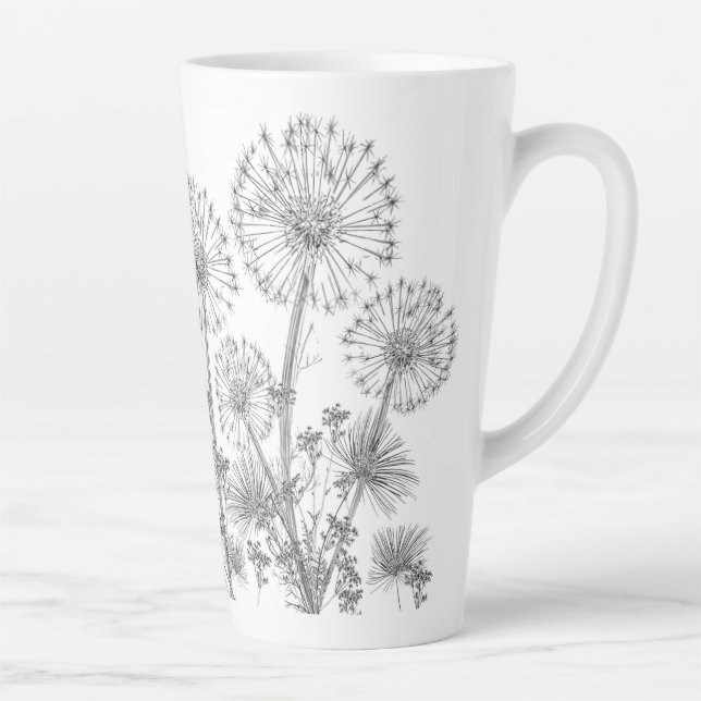 Latte Mug Dandelions Floral (Right)