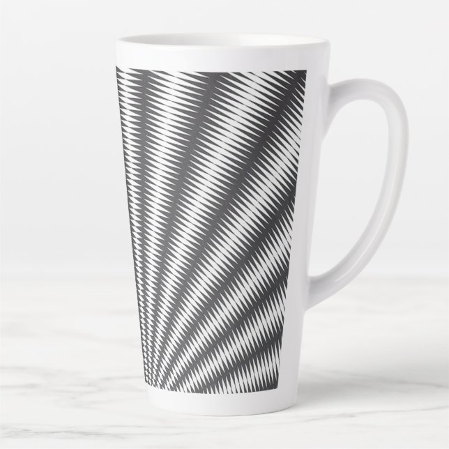 Latte Mug - Design géométrique noir et blanc (Droite)