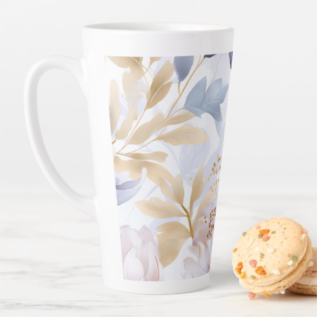 Latte Mug fleurs Abstraites purpe (En situation)