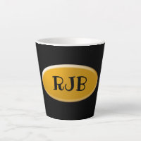 Latte Mug - Golden Oval with Initials