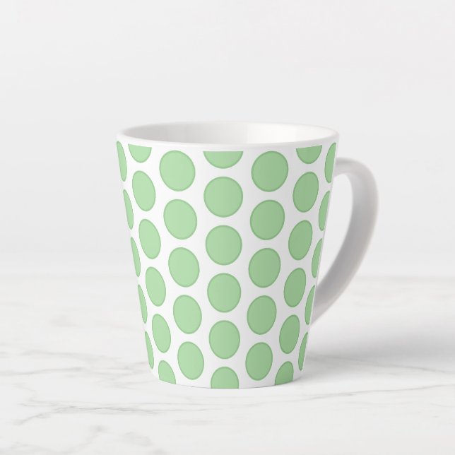 Latte Mug-Green Polka Dots Mug (Right Angle)