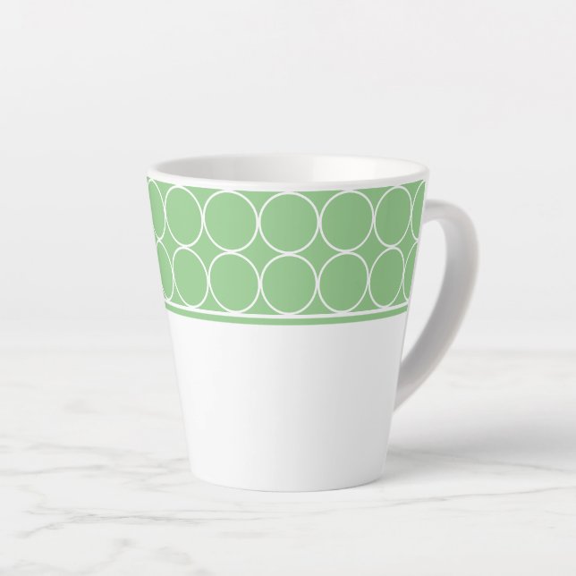 Latte Mug-Green & White Dots Mug (Right Angle)