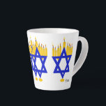 Latte Mug : Hanukkah Menorah<br><div class="desc">illustration : full colour Pen & Ink Drawing  Hanukkah Menorah</div>