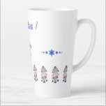 Latte Mug Hanukkah theme with flowers menorah<br><div class="desc">Add a festive touch to your latte with our Hanukkah-Themed mug! Featuring a beautifully designed menorah, delicate flowers, the Star of David, and the cheerful message "Eat Latkes , " these mugs bring warmth and elegance to your holiday gifting . Perfect for your friend , collegue or parents they combine...</div>