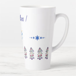 Latte Mug Hanukkah theme with flowers menorah