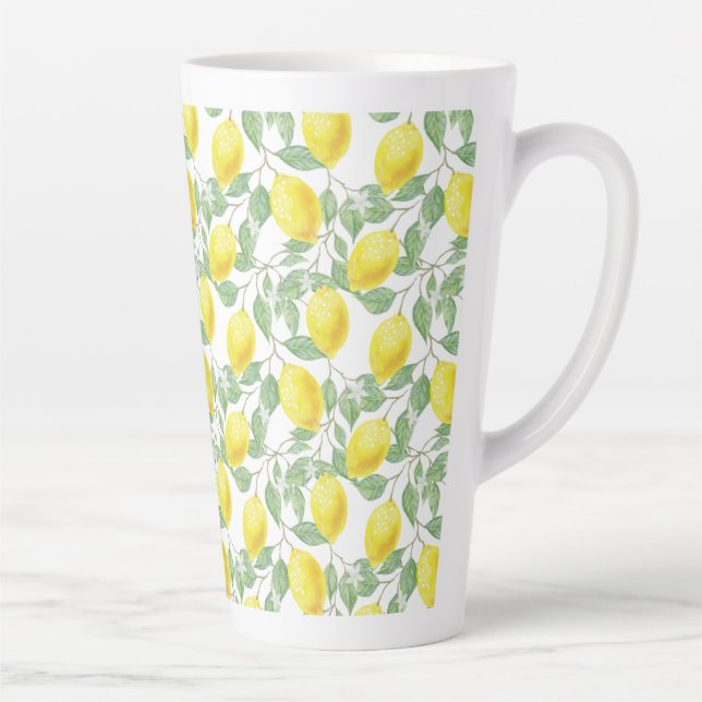 Latte Mug-Lemons Print Mug (Right)