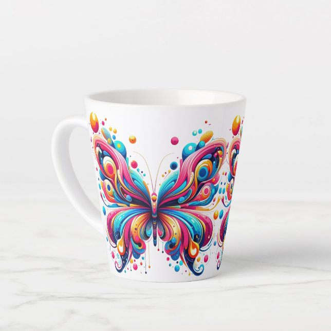 Latte Mug - Papillon coloré (Angle gauche)