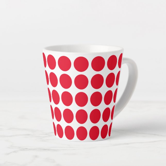 Latte Mug-Red Polka Dots Mug (Right Angle)