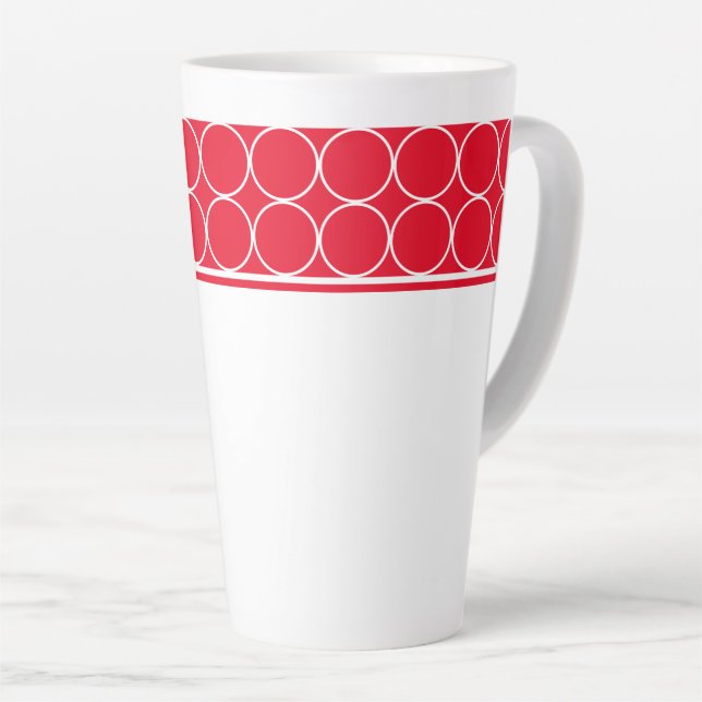 Latte Mug-Red & White Dots Latte Mug (Right Angle)