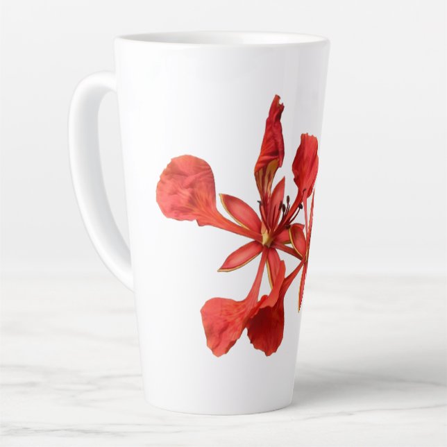 Latte Mug Royal Poinciana Flower (Left Angle)