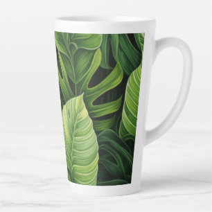 Latte Mug - Tall mug with leaf design 