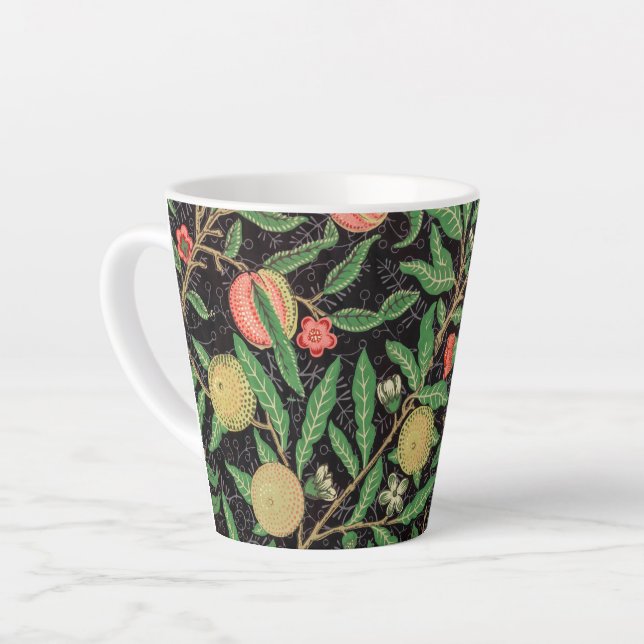 LATTE MUG : WILLIAM MORRIS : POMEGRANATE (Left Angle)