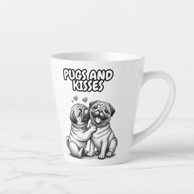 Latte mug with Pugs and kisses (Right)