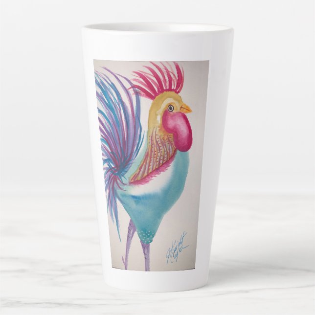 Latte Mug with Rooster Design (Front)