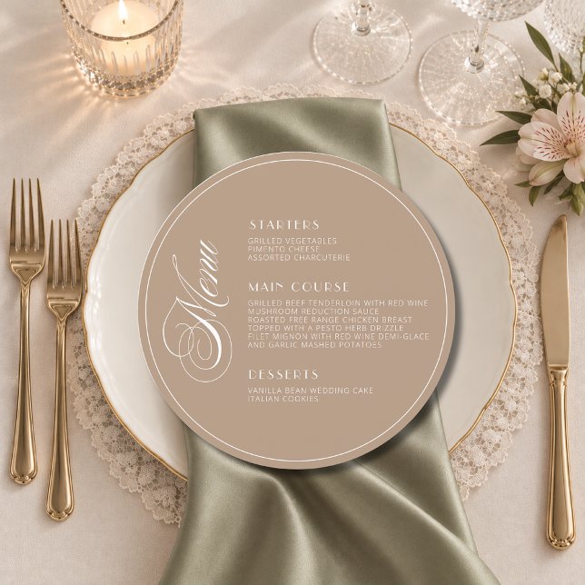 Latte Round Welcome Wedding Dinner Menu (Creator Uploaded)