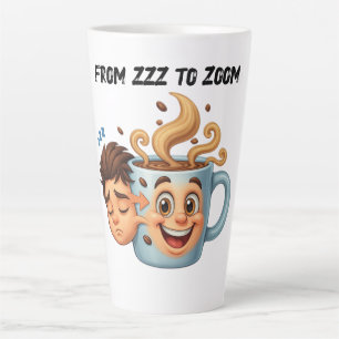 Latte T-Shirt "De Zzz à Zoom" - Face de Tasse à Café