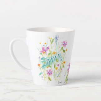 Latte Tasse à café et thé à fleurs en aquarelle Chine Mu