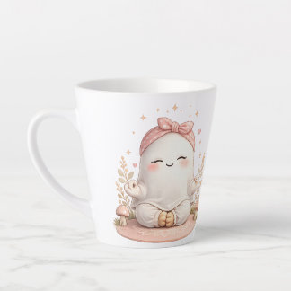 Latte Tasse à café fantôme souriant Boho mignon avec un