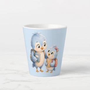 Latte Tasse à café Frère Soeur Oiseau Bleu Mignon