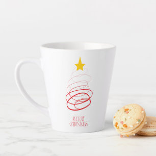 Latte Tasse Arbre de Noël Rouge Minimaliste – Joyeux Noë