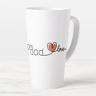 Latte Tasse avec un cœur rouge et un texte mignon pour l