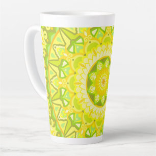Latte Tasse de café bohème mandala floral vert jaune pri