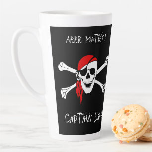 Latte Tasse de café personnalisée Pirate Crâne Os croisé