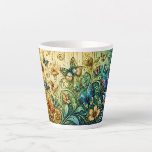 Latte Tasse de fantaisie florale colorée   Nature fantai