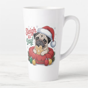 Latte Tasse de Noël Pug – Sleigh All Day Café de Fêtes