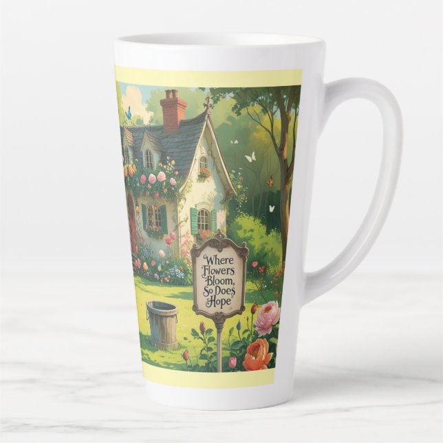 Latte Tasse - Là où les fleurs s'épanouissent, l'espoir  (Droite)