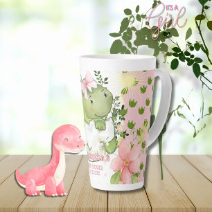 Latte Tasse personnalisée Empreinte de Dino Rose Cadeau