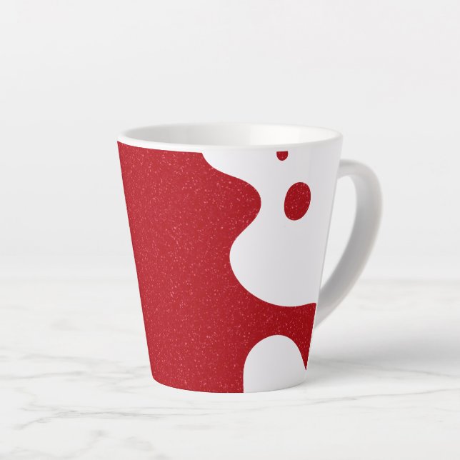 Latte Tasse personnalisée rouge et blanc à motif blob –  (Angle droit)