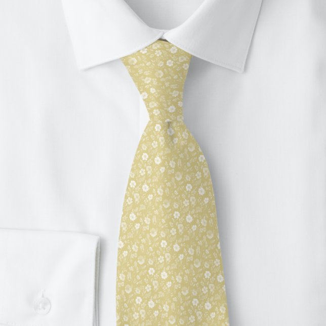 Latte Tiny Flowers Tie (Creator Uploaded)