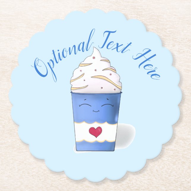 Latte & Whipped Cream (Blue)   Paper Coaster (Front)